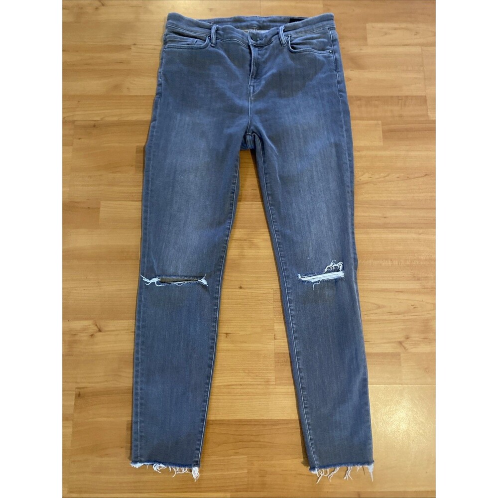 All Saints Jeans Women 32 Gray Washed Grace Slashed Distressed Skinny Denim - Picture 2 of 10